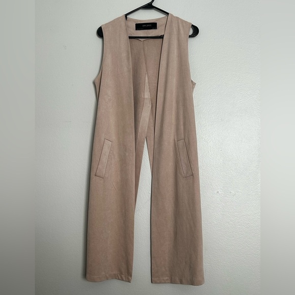 ZARA Basic Long Beige Vest – Chic Modern Layering Piece (Size S) - Picture 2 of 9